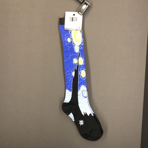 NWT Sock It To Me knee high socks Fine Art Series Vincent Van Gogh Starry Night - Picture 3 of 13